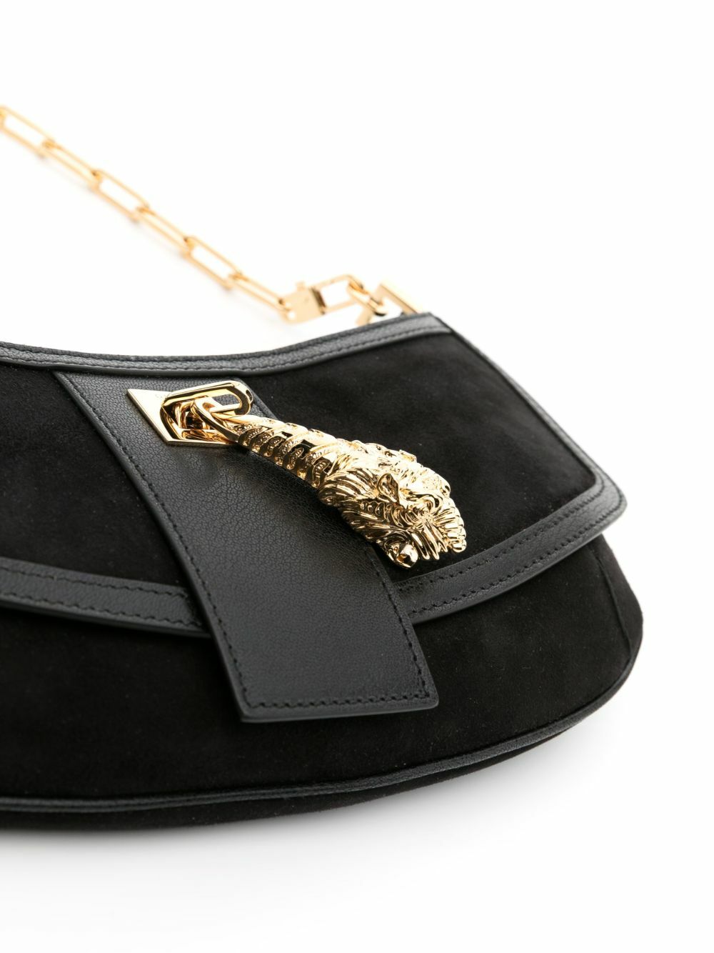 Gucci Black Tiger Head Small Suede Shoulder Bag