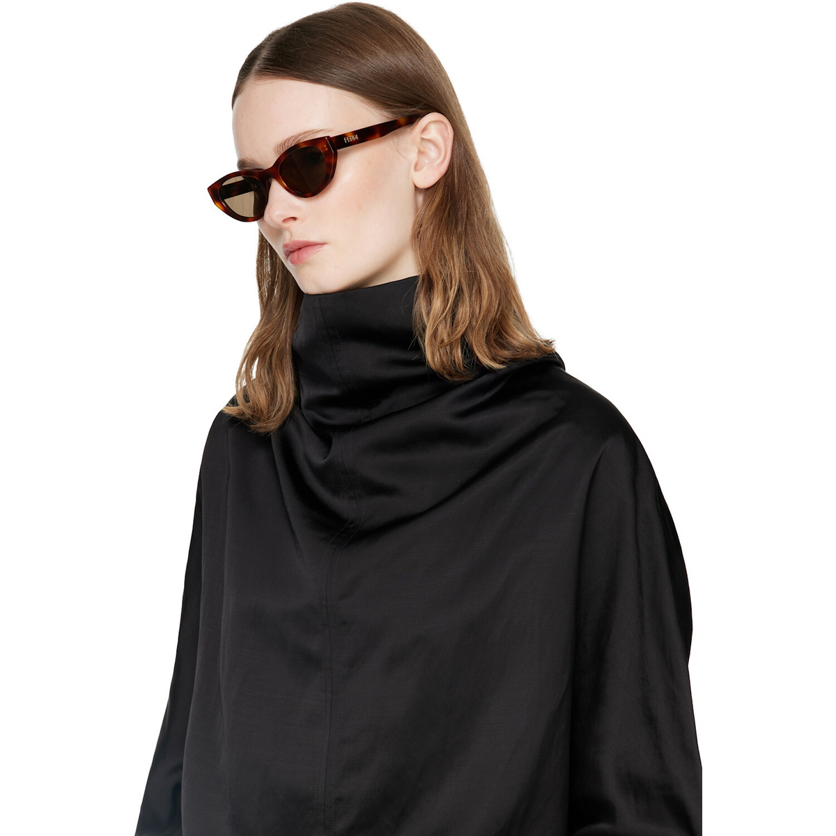 Fendi Brown Lettering Sunglasses