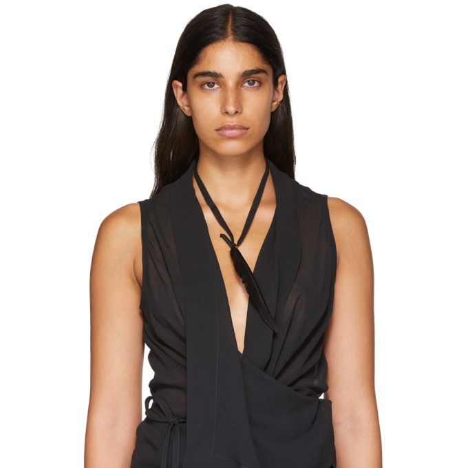 Ann Demeulemeester SSENSE Exclusive Black Feather Necklace