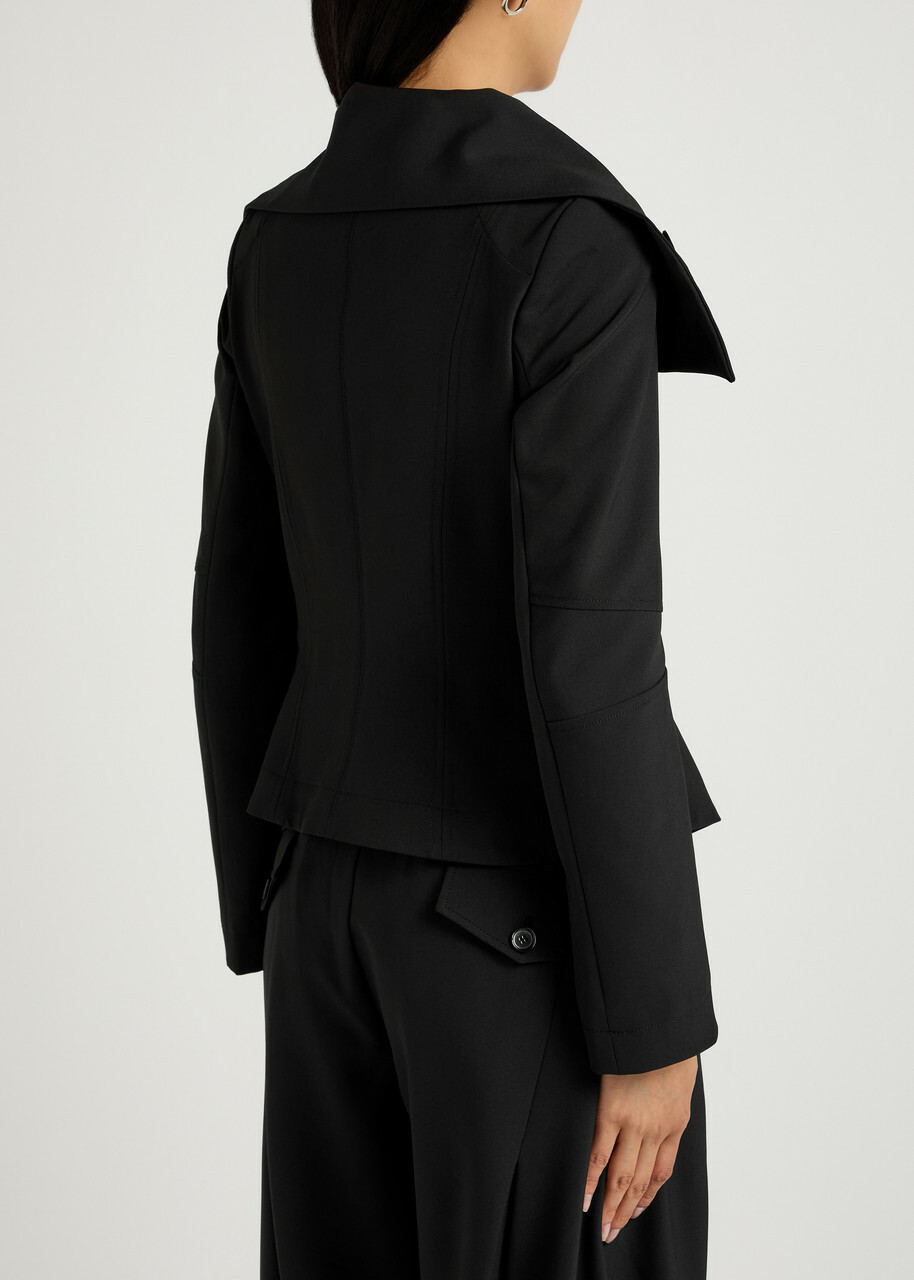 High Scrunch Panelled Crepe Jacket Black