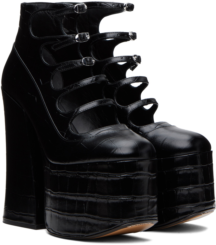 Marc Jacobs Black 'The Croc Embossed Kiki' Heels