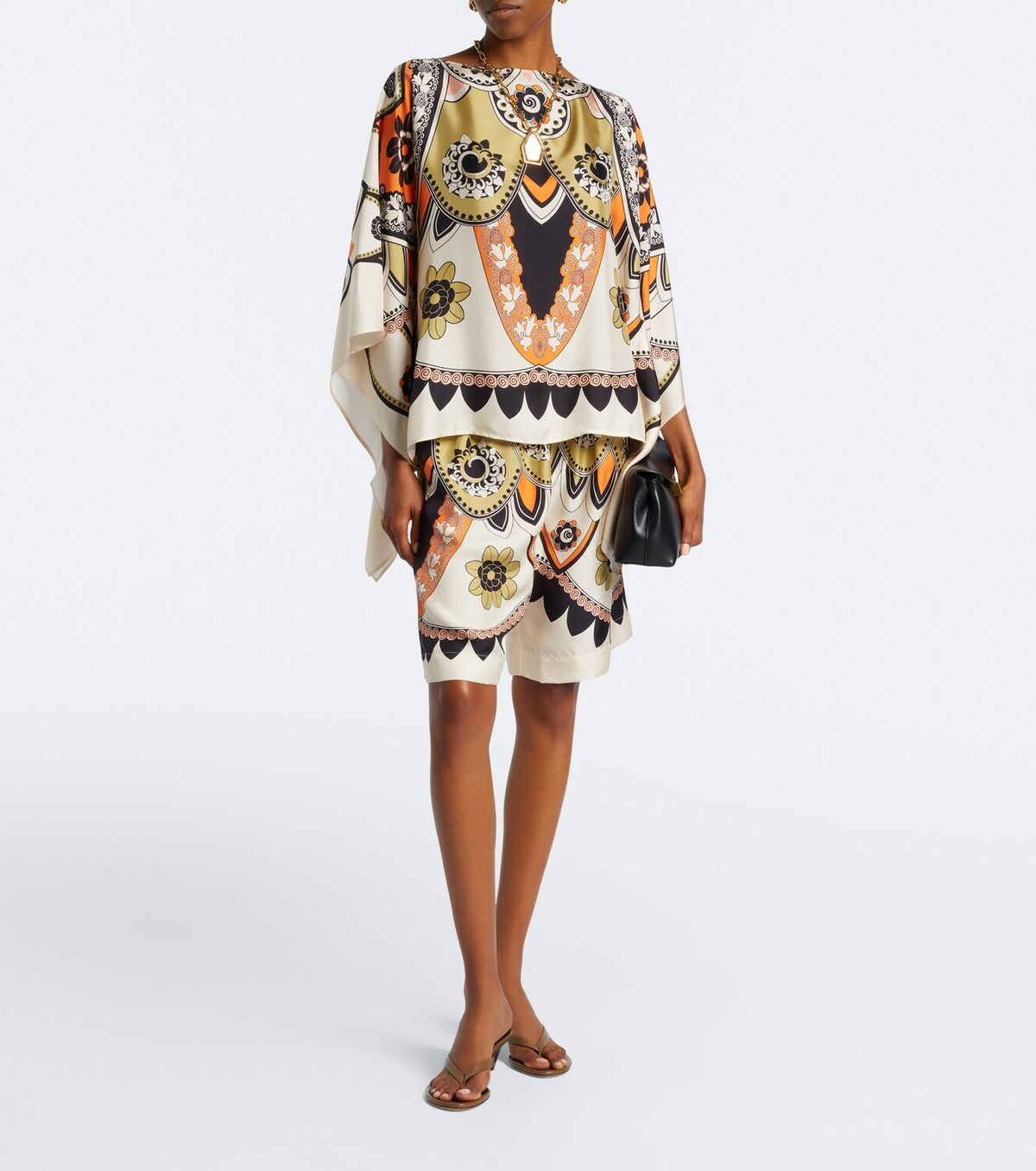 La DoubleJ Printed silk twill Bermuda shorts