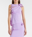 Coperni Floral-appliqué gathered jersey top
