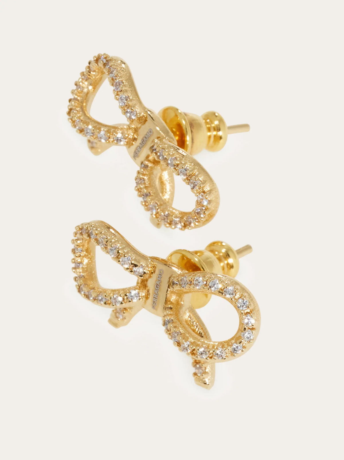 Ferragamo Womens Vara bow earrings in Gold