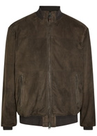 Canali Quilted Suede Bomber Jacket Brown