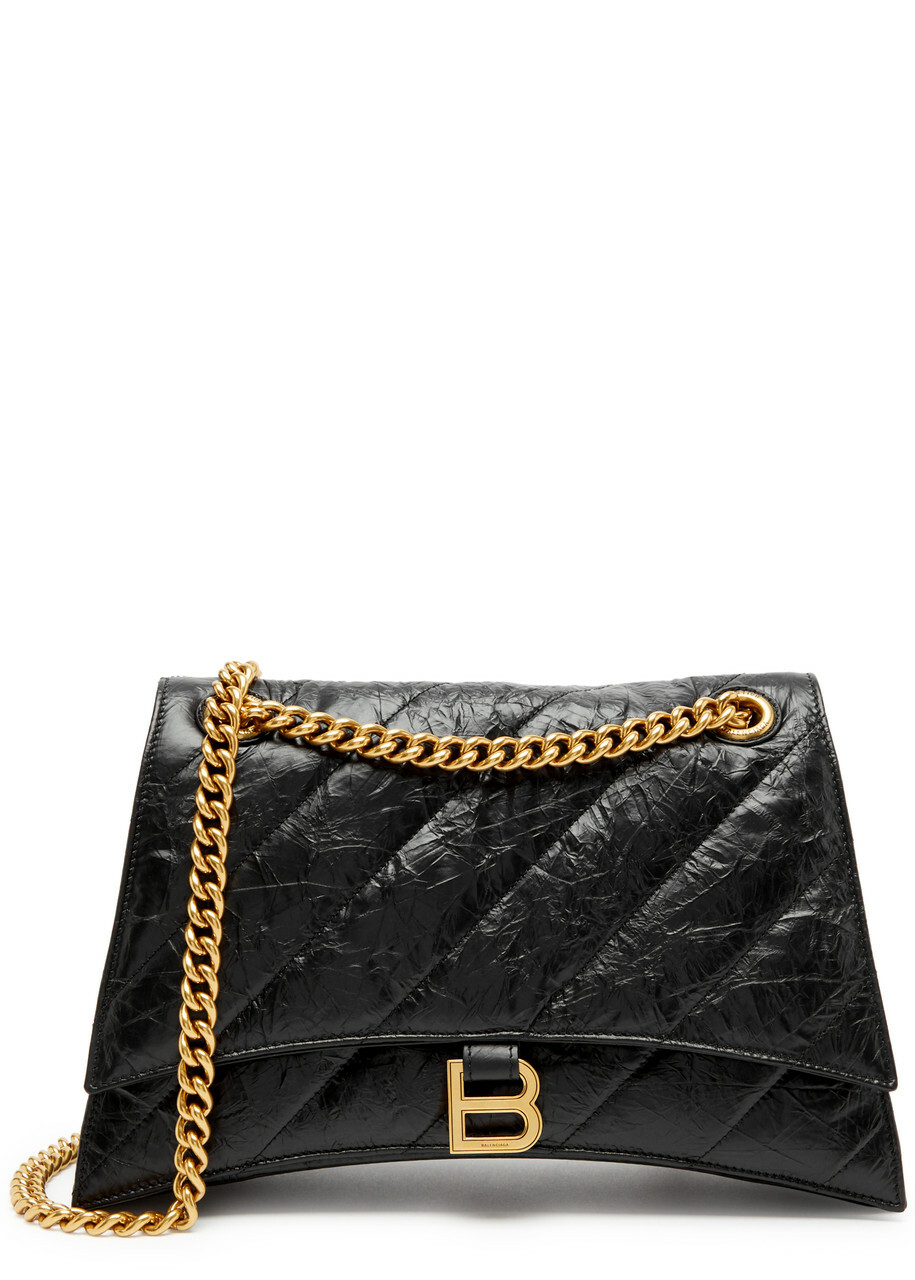 【関税&送料込】Balenciaga Crush Medium Shoulder Bag In Quil Crush Medium leather shoulder bag in black - Balenciaga