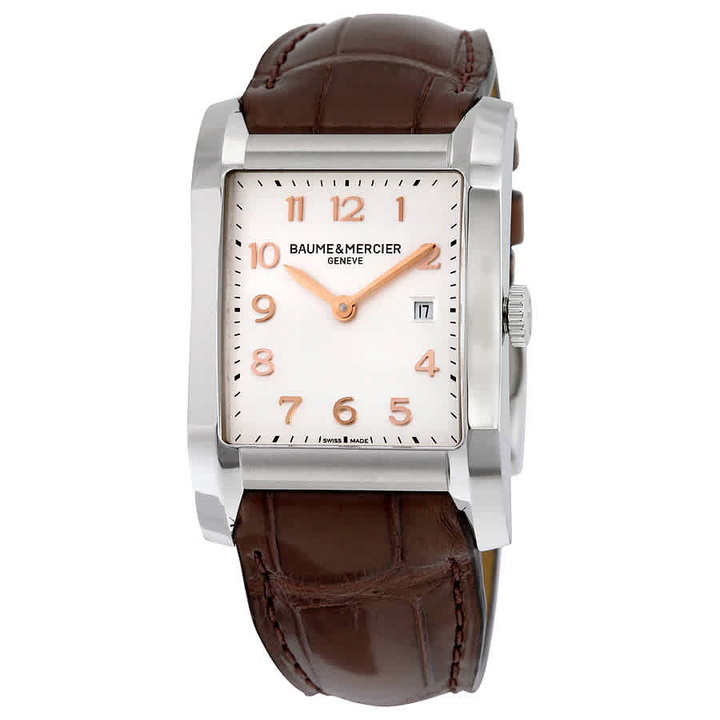 Photo: Baume and Mercier Hampton Silver Dial Brown Leather Ladies Watch 10018
