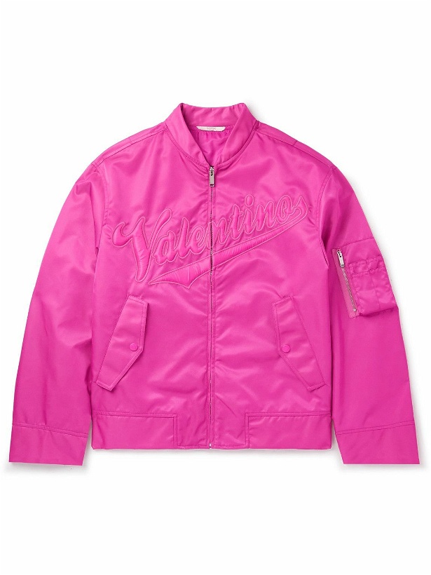 Photo: Valentino - Collegiate Logo-Embroidered Shell Bomber Jacket - Pink