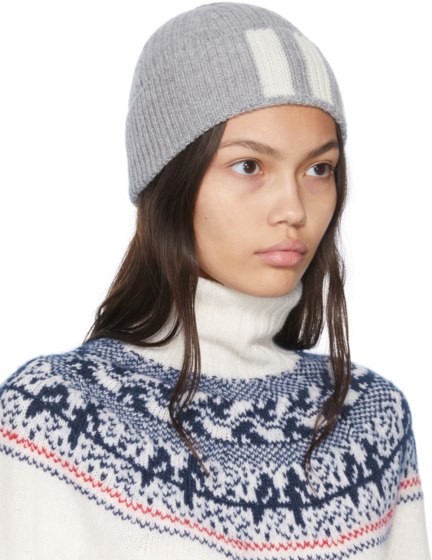 Thom Browne Gray Cashmere 4-Bar Beanie
