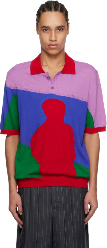 Photo: Glass Cypress Red & Multicolor Boy Knitted Polo