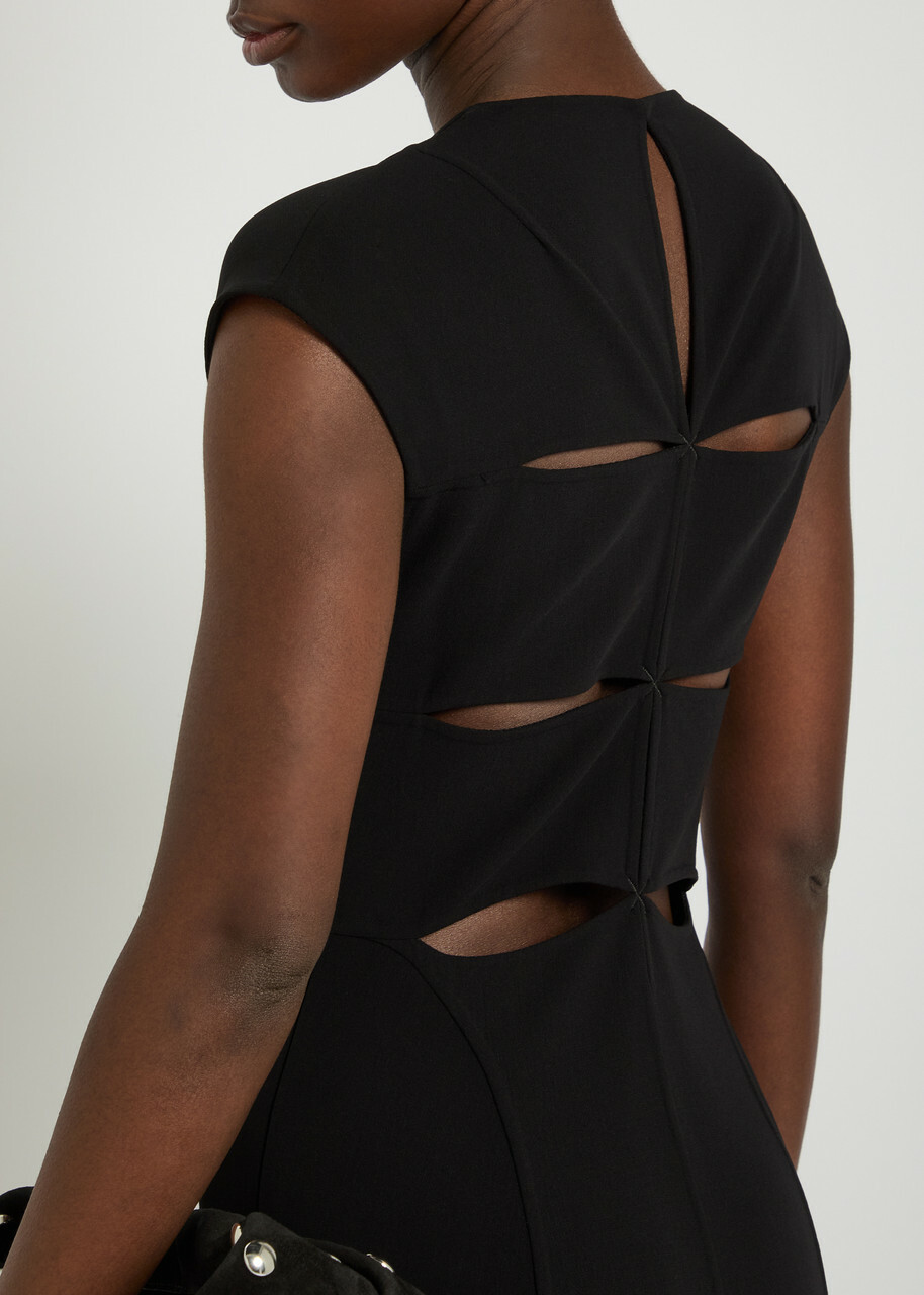 Another Tomorrow Cut-out Stretch-wool Midi Dress Black Another Tomorrow