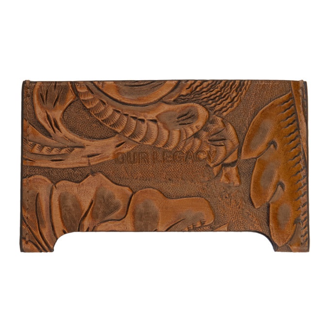 Photo: Our Legacy Brown Engraved Flowers Distorted Card Holder