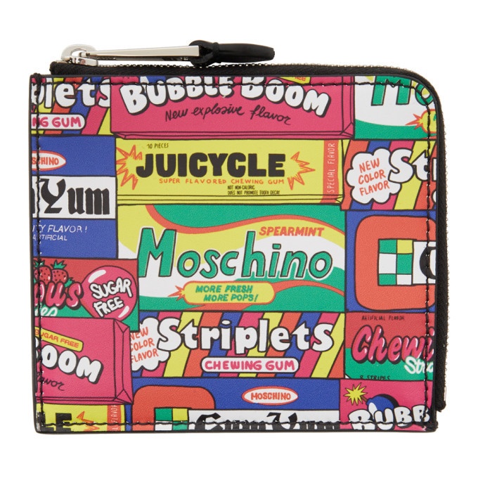 Photo: Moschino Multicolor Bubblegum Packaging Zip-Around Wallet