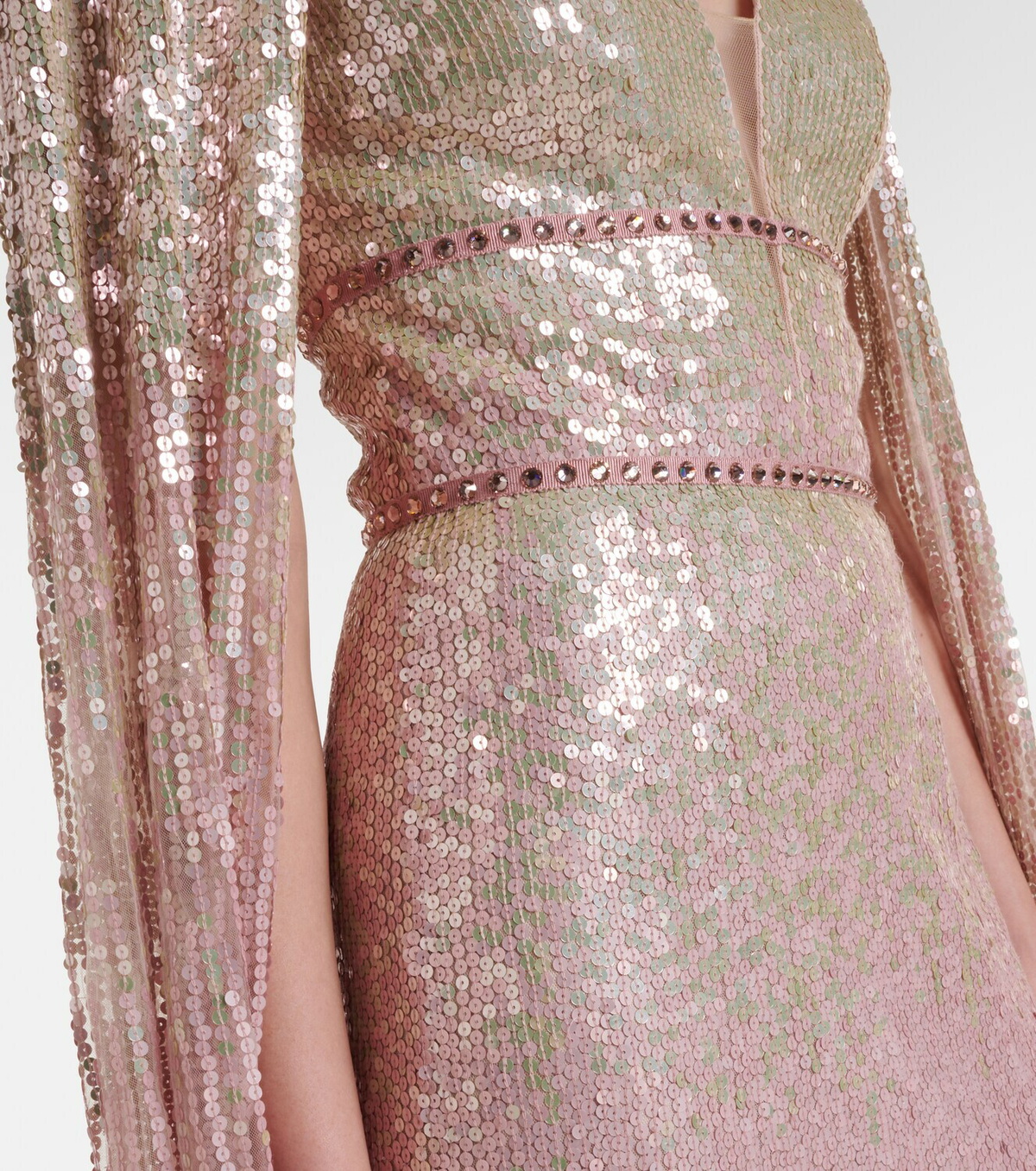 Jenny Packham Easy Breezy sequined caped gown