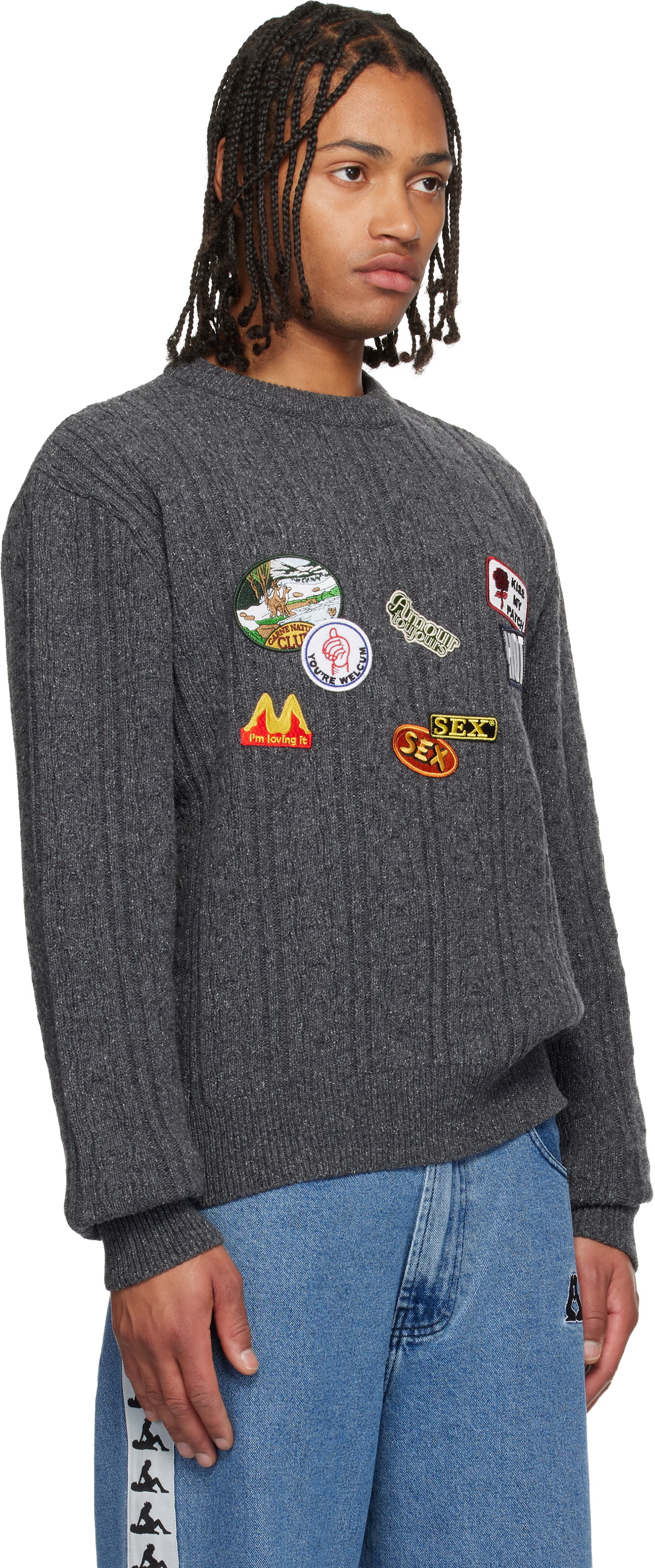 Carne Bollente Gray Patchwork Love Affair Sweater