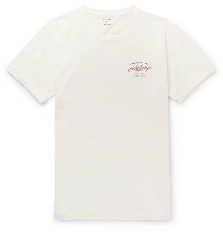 Photo: Holiday Boileau - Printed Cotton-Jersey T-Shirt - White