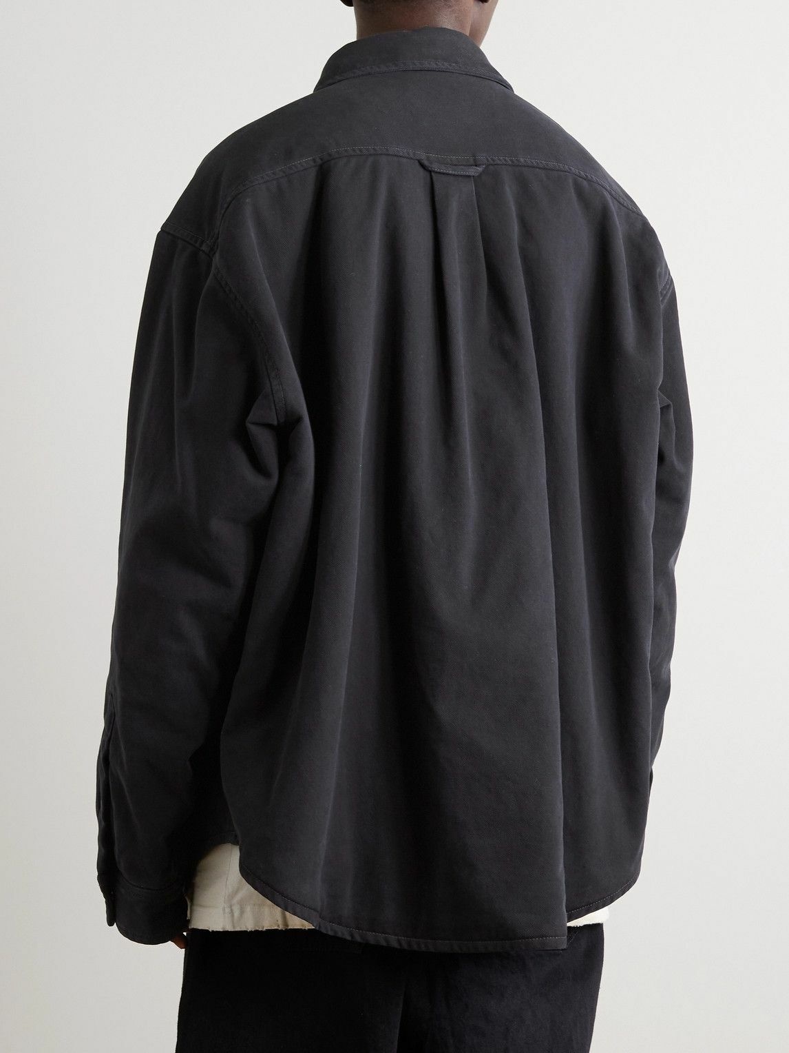 Balenciaga - Oversized Logo-Embroidered Padded Denim Shirt - Black ...