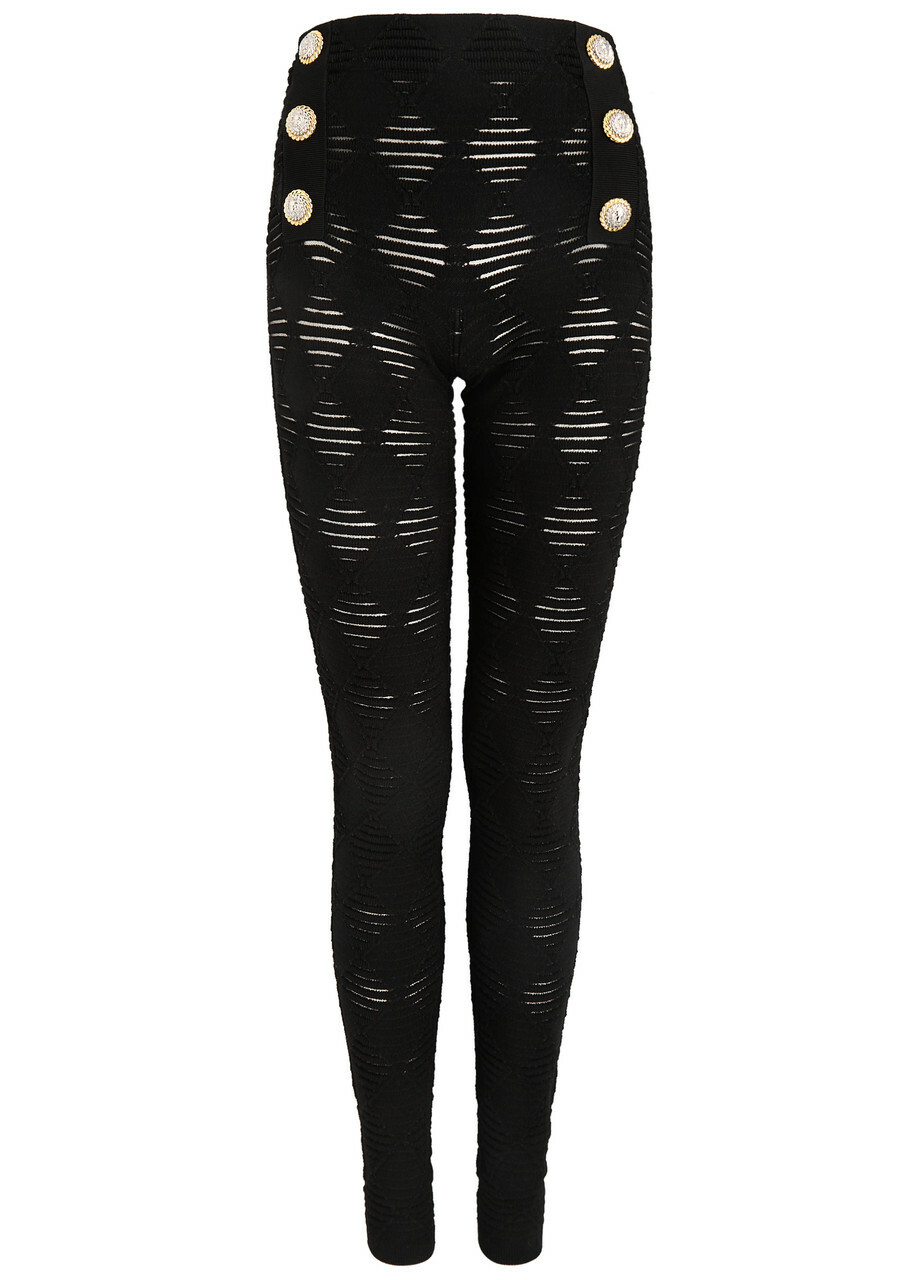 【送料&関税込】Balmain Leggings In Black Viscose Balmain Black Viscose Zipped Leggings Balmain