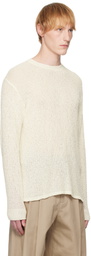 YOKE Off-White Cotton Sheer Sweater