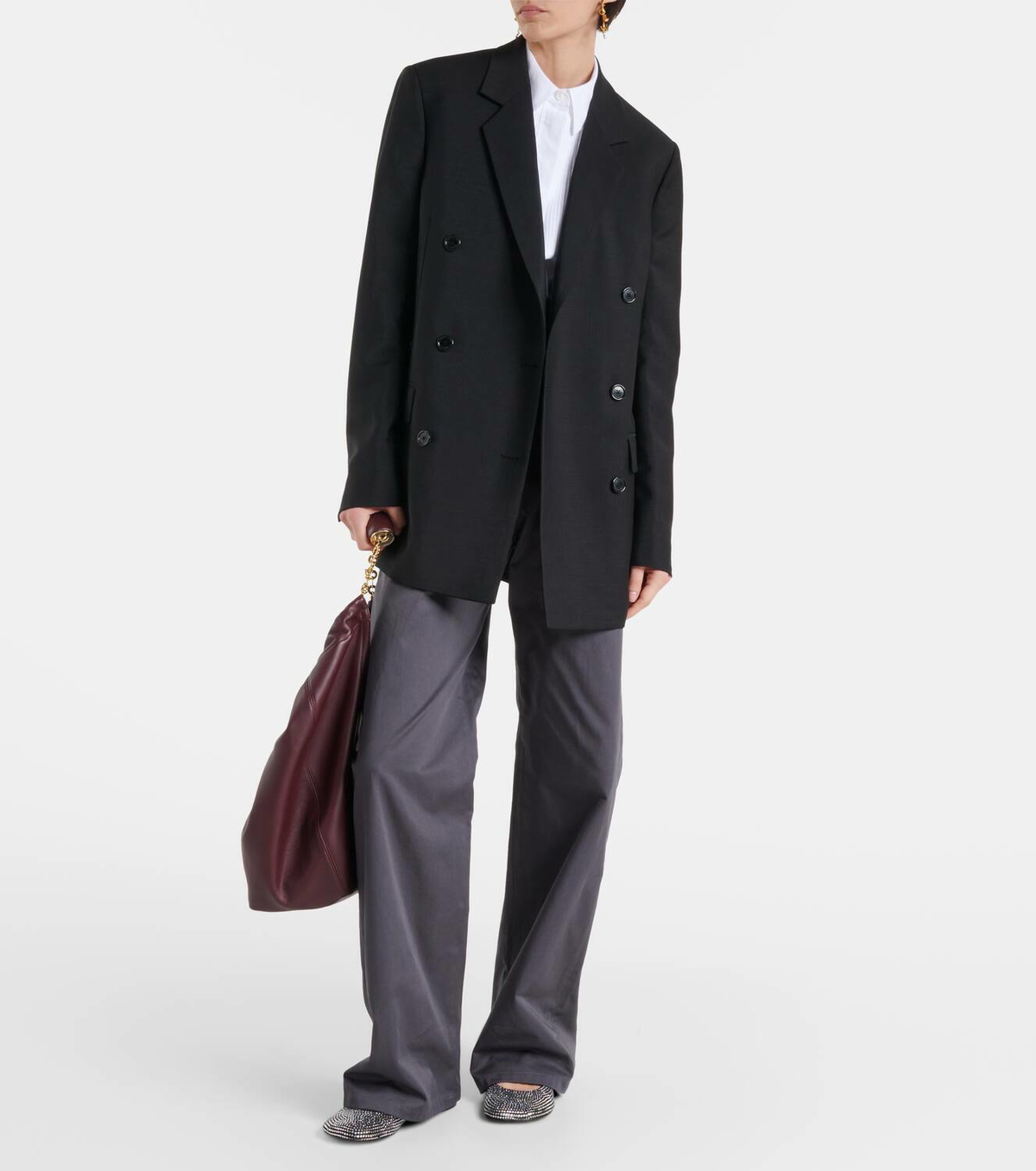 LOEWE High-rise cotton twill wide-leg pants ワイド パンツ High-rise cotton twill wide-leg pants in white - Loewe