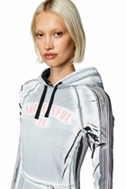 Diesel Hoodie dress with shadowy over print - Dresses Womens in Blue