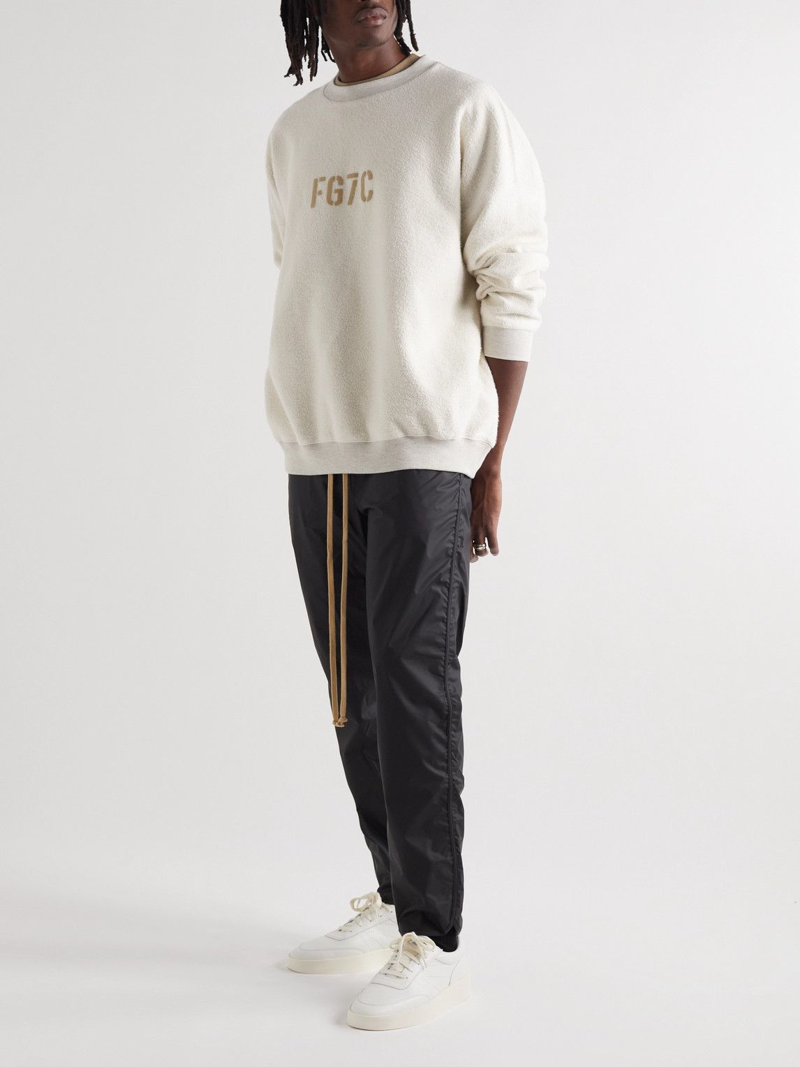 Fear of God - Logo-Flocked Cotton-Fleece Sweatshirt - Neutrals Fear Of God