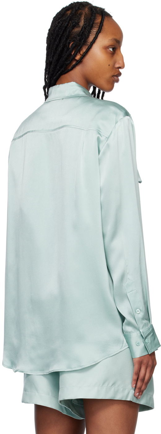 White Boyfriend Silk Utility Shirt