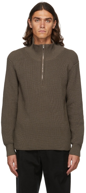 Photo: Judy Turner Taupe Laurence Zip-Up Sweater