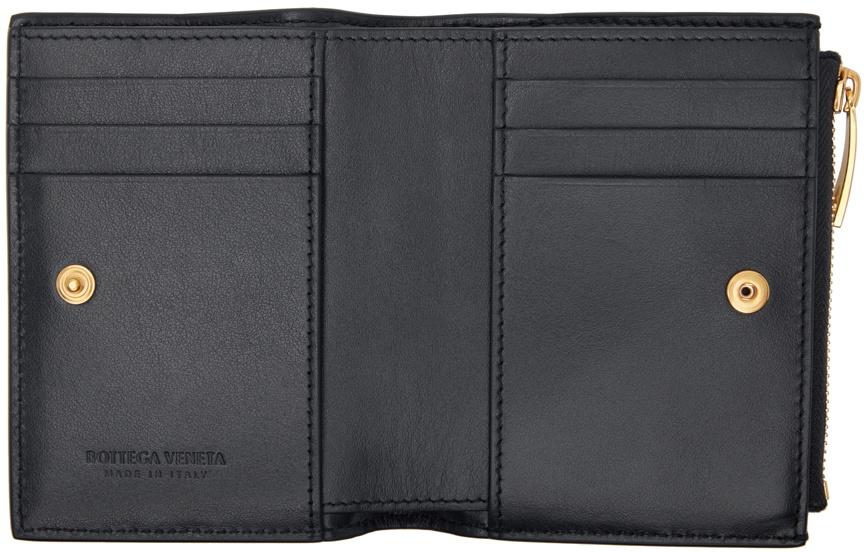 Bottega Veneta Navy Small Bi-Fold Zip Wallet