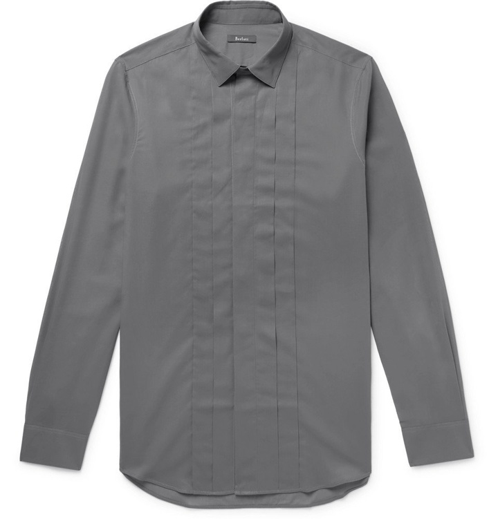 Photo: Berluti - Slim-Fit Pleated Cotton Shirt - Men - Dark gray
