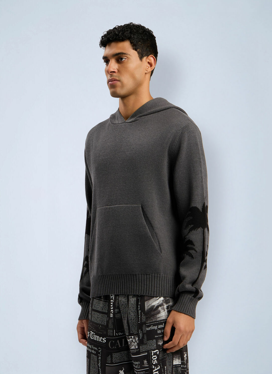 Palm Angels Back Palms Knit Hooded Sweatshirt