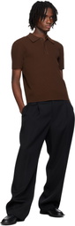 RECTO Brown Compact Knit Classic Polo