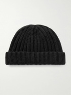 SAINT LAURENT - Logo-Appliquéd Ribbed Cashmere Beanie - Black
