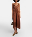 Prada Gathered crêpe satin slip dress