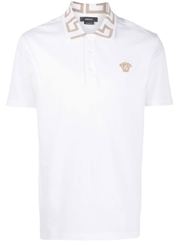 Photo: VERSACE - Logo Pique Cotton Polo Shirt