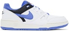 Nike White & Blue Full Force Low Sneakers