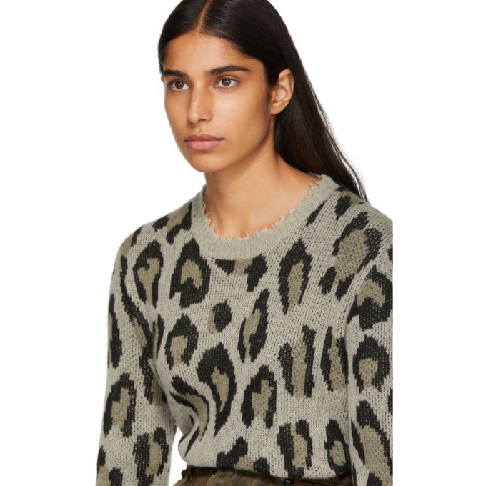 R13 Beige Cashmere Leopard Sweater R13