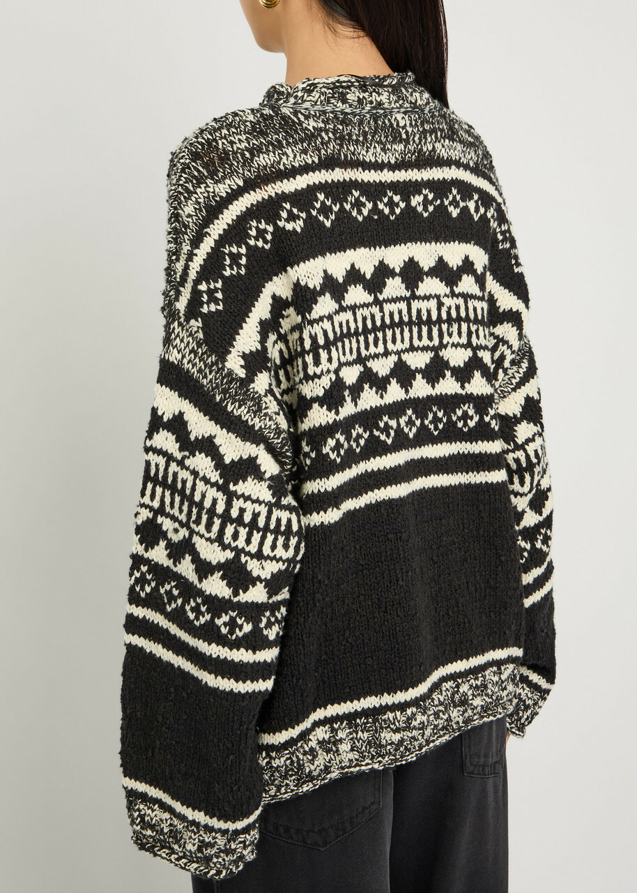 Free People Dani Patterned Cotton-blend Jumper Black