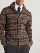 RRL - Shawl-Collar Fair Isle Wool Cardigan - Brown