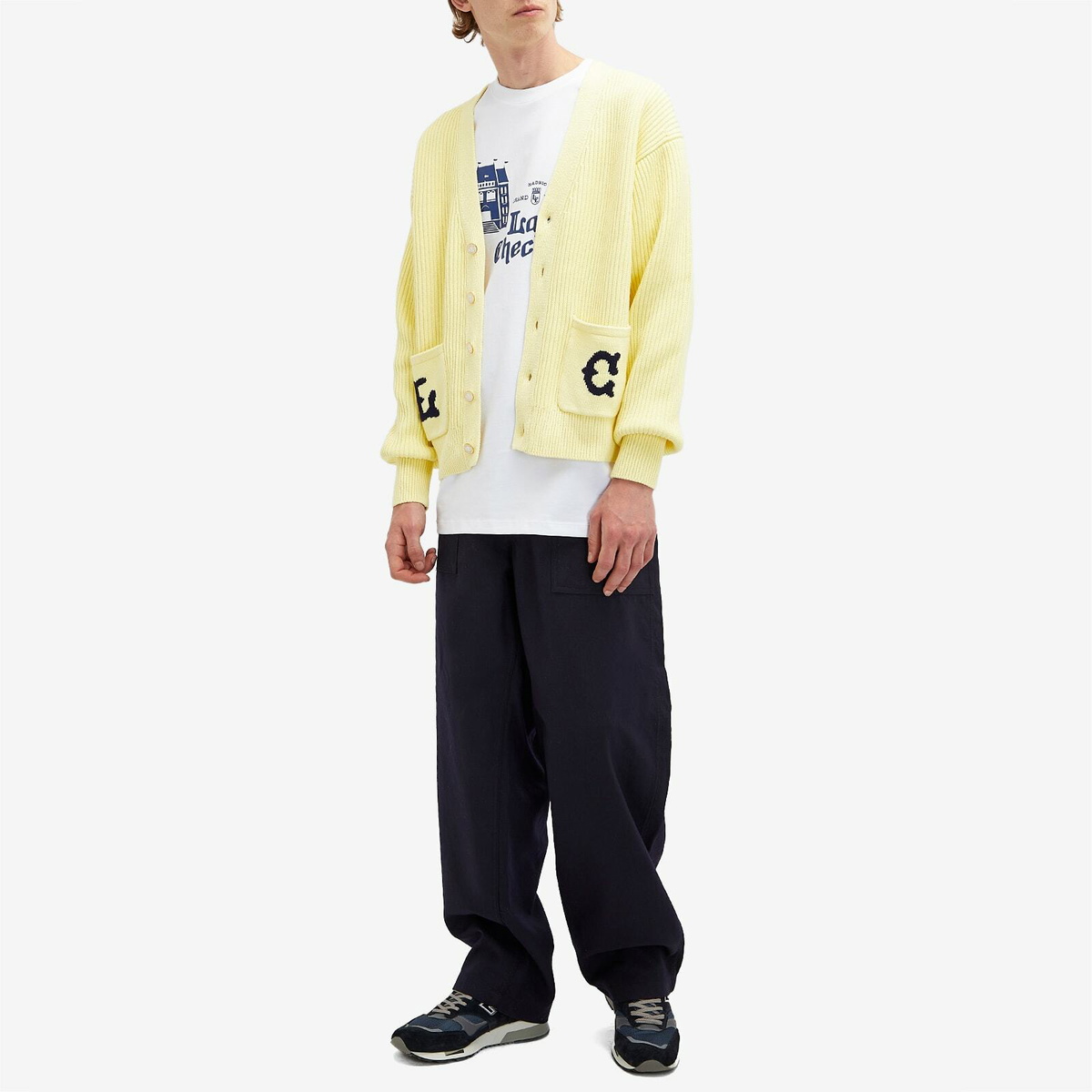 Late Checkout Men's Monogram Cardigan in Yellow