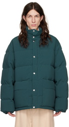 Jil Sander Green Funnel Neck Down Jacket