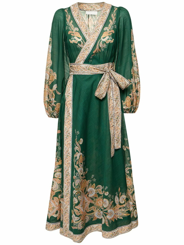 Photo: ZIMMERMANN - Devi Printed Cotton Wrap Midi Dress