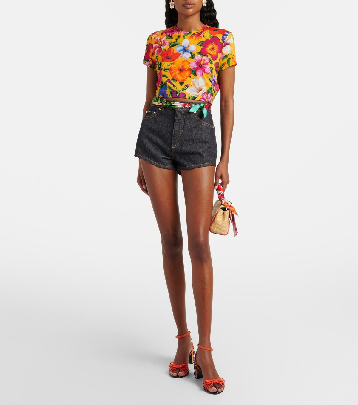 Dolce&Gabbana Floral cotton crop top