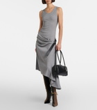 Loewe Belted ribbed-knit draped cotton-blend midi dress
