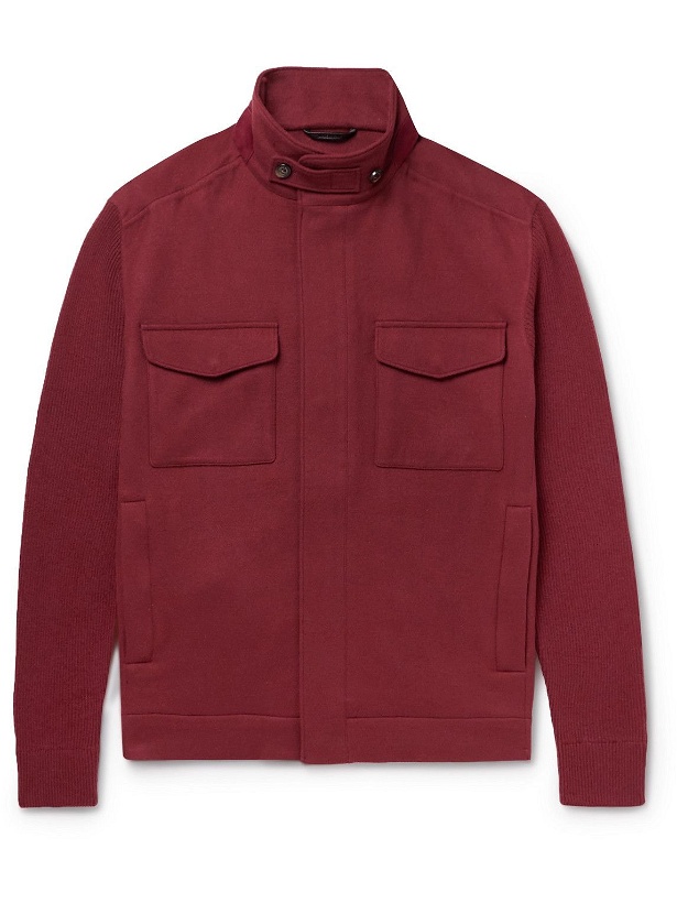 Photo: Loro Piana - Traveller Cashmere and Ribbed-Knit Jacket - Red