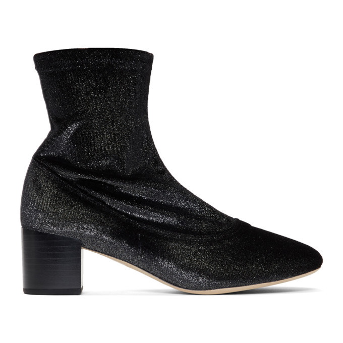 Photo: Repetto Black Glitter Velvet Ingrid Boots