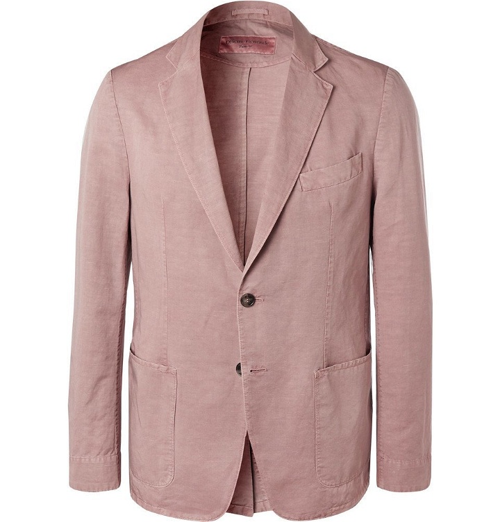 Photo: Officine Generale - Light-Pink Unstructured Cotton and Linen-Blend Blazer - Pink