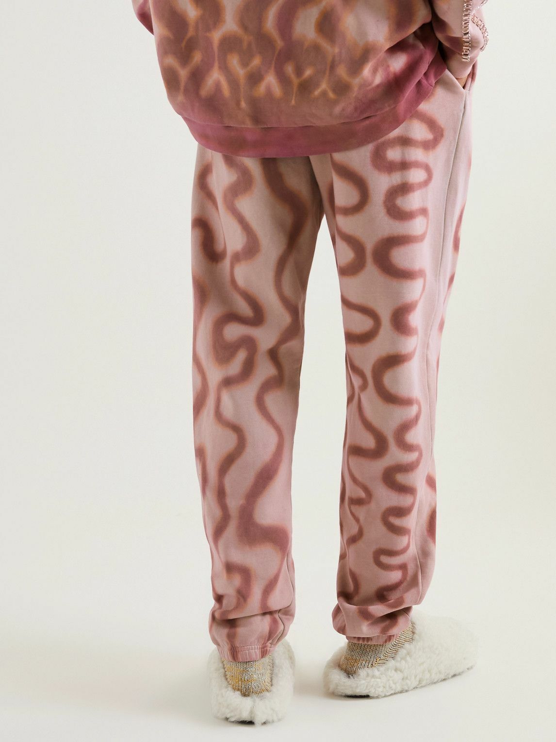 Collina Strada - Tapered Crystal-Embellished Tie-Dyed Cotton-Jersey Sweatpants - Pink