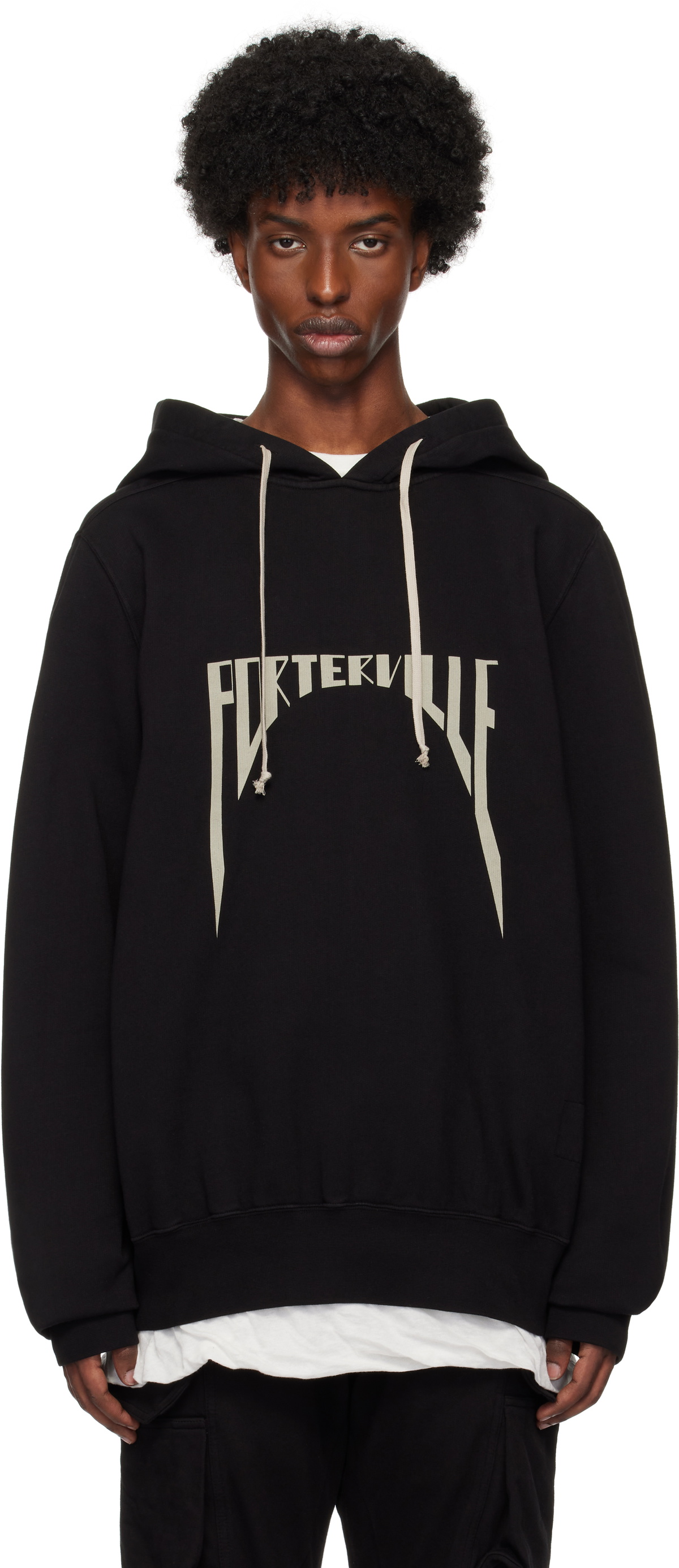 Rick Owens DRKSHDW Black Porterville Print Oversized Hoodie
