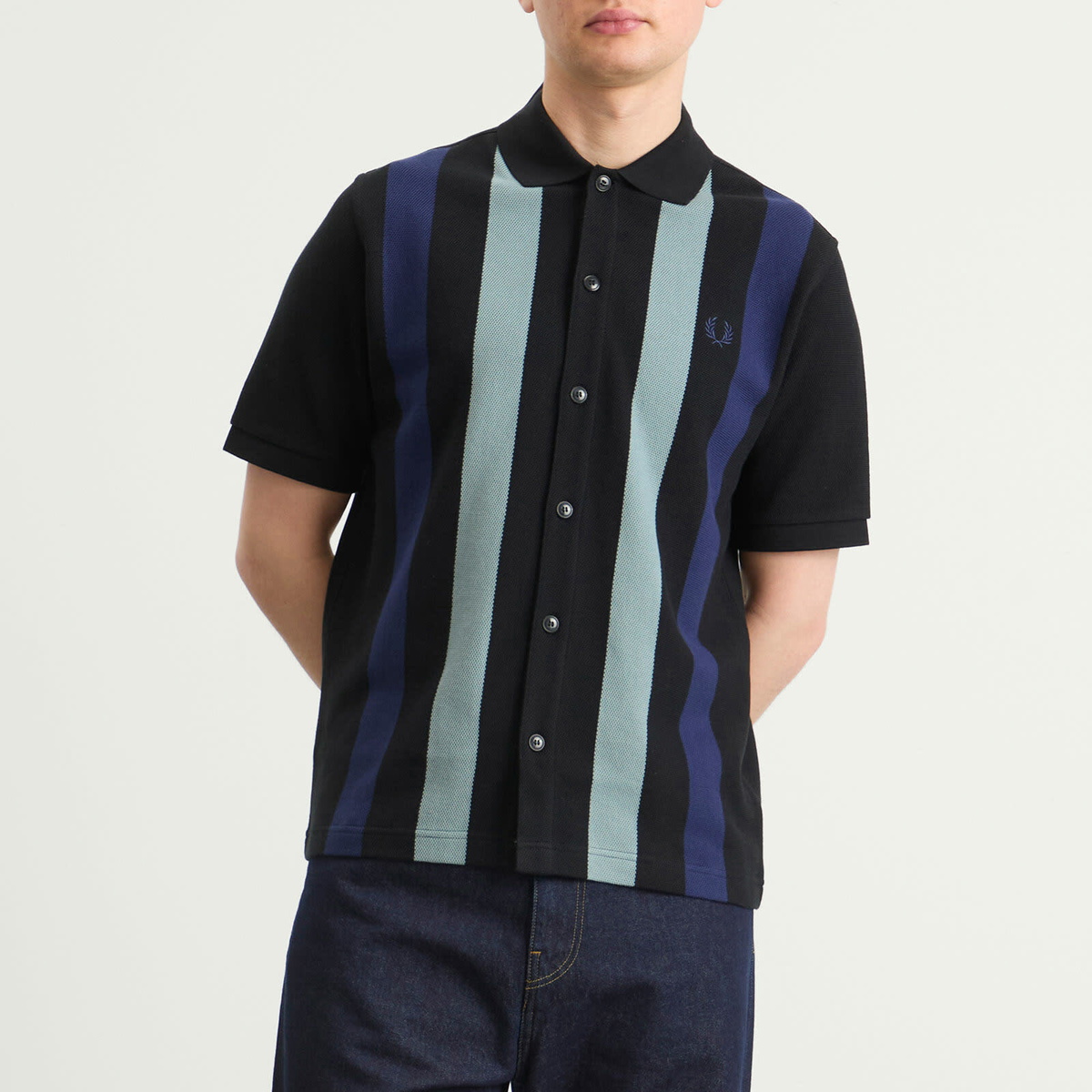 Fred Perry Men's Vertical Stripe Polo Shirt in Black